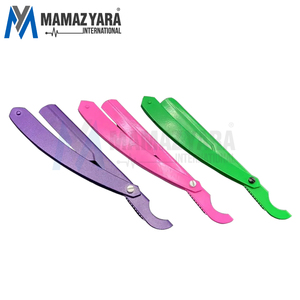 Cuchillo de afeitar de peluquero turco de acero inoxidable 100% con revestimiento de color personalizado, corte de garganta, borde recto - Product Image 1