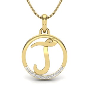 Avarta Jewellery Pendentif élégant en or 14 carats avec diamant cultivé en laboratoire J Alphabet - Product Image 1
