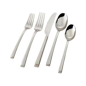 Ensemble de couverts en acier inoxydable de style américain haut de gamme 5 Pcs Silver Collection avec poignées en argent fabriquées à la main - Product Image 1