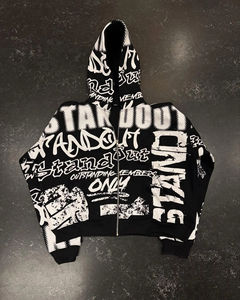 Dernier design tendance, sweat à capuche à imprimé intégral, sweat à capuche oversize avec fermeture éclair, streetwear, veste à fermeture éclair intégrale pour hommes et femmes - Product Image 1