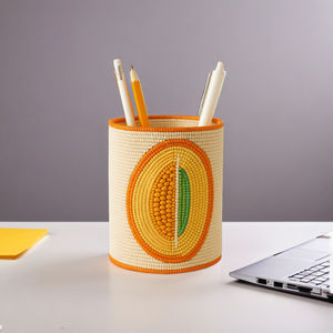 Nouvelle conception spéciale formes orange fabriquées à la main porte-stylo coloré perlé et porte-maquillage taille personnalisée faire en inde - Product Image 3