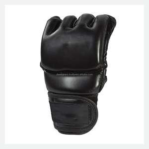 DWELT GEARS Custom Logo Leather MMA Gloves Breathable Hook & Loop Closure for Wrist Strap Professional Fight Training Gear - Product Image 2