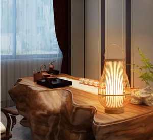 Lampe de table d'art en bambou moderne rétro ancien salon de thé lampe de charge décorative nouvelle lampe à thé de Style électrique Portable - Product Image 5