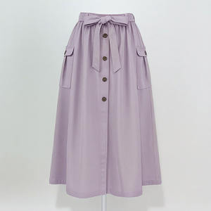 Jupe décontractée pour femme, kaki, coupe ample, taille élastique, longueur genou - Product Image 3