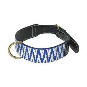Collier de chien personnalisé en cuir rayé bleu personnalisé réglable durable léger mode tailles personnalisées disponibles malaisien - Product Image 1