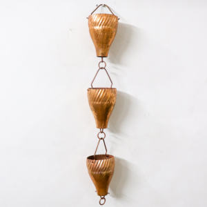 ห่วงโซ่ฝนทำจากทองแดงโลหะโบราณสำหรับตกแต่งสวนในร่มและกลางแจ้งเครื่องประดับที่วางหม้อหลายใบ - Product Image 3