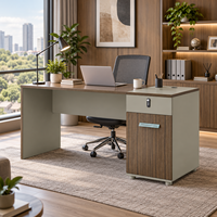 Bureau de travail avec tiroir, finition mélaminée MDF, serrure à combinaison, poignée dorée, idéal pour le bureau, la maison ou la salle d'étude (vente en gros)