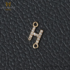 Pave Diamond Solid 14K Gold H Initial Finding Minimalista Pave Diamond A to Z Letters Finding Making para collar de pulsera - Product Image 5
