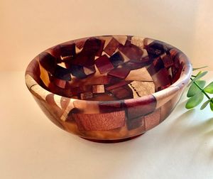 COFFEE LINKED DECOR HANDMADE NATURAL WOODEN AND RESIN SALAD <b>BOWL</b> Good Quality for Home and Restaurant Use for Parties - Product Image 4