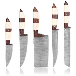 Ensemble de couteaux de chef en acier inoxydable avec accents de manche en bois, réglables, légers et portables, durables pour une utilisation en extérieur toute saison - Product Image 2