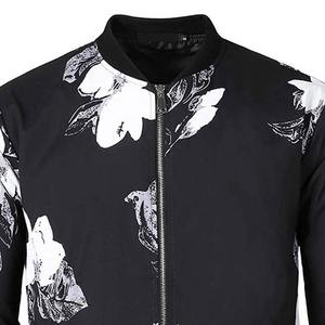 Haute qualité Satin soie Bomber veste hommes col rond boutonné 100% Nylon Satin veste hommes - Product Image 4
