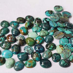 Cabochon ovale turquoise tibétaine naturelle 4x6mm qualité supérieure-ovale turquoise tibétaine en vrac - Product Image 1