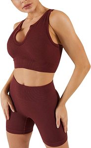 Ensemble de sport pour femmes grande taille, soutien-gorge de sport à taille haute, short, 2 pièces, séchage rapide, respirant, vêtements de sport écologiques - Product Image 2
