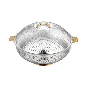 Modern Arabic <b>Kitchen</b> Ware Metal Hotpot Set of 2 Round Shape Handmade Casserole in Silver and <b>Gold</b> Lid Design - Product Image 3