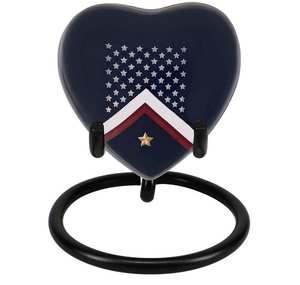 Veteran Flag Heart <b>Keepsake</b> Urn Stand Option Handmade Small Wooden Urn for <b>Ashes</b> - Product Image 4