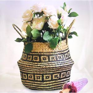 Naturel pratique polyvalent jonc de mer ventre panier de rangement Boho Chic panier de rangement tissé à la main jonc de mer durable décor à la maison - Product Image 5