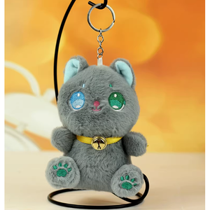Portachiavi Peluche Gattino Grigio con Campanello, Imbottito in Cotone PP, Dimensioni 11-30CM, Giocattolo Carino per Bambini e Adulti - Product Image 3