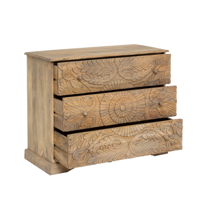 Adonie carved mango <b>wood</b> <b>chest</b> of drawers - Product Image 4