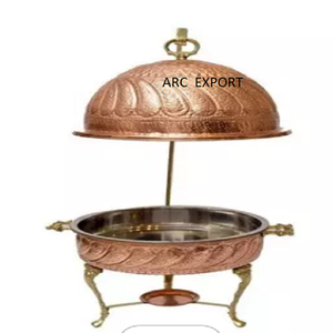 Décoration fantaisie en métal et cuivre de forme ronde, plat à Chafing élégant et Unique de luxe - Product Image 1