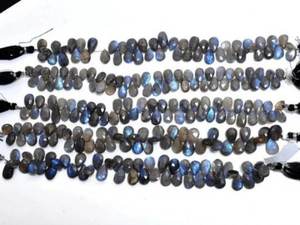 Perles à facettes en forme de poire en labradorite brins de briolette pour la fabrication de bijoux en pierre - Product Image 2