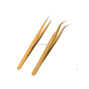 Pince à épiler en acier inoxydable à pointe inclinée, design personnalisé, fournitures de beauté, marque privée, pince à épiler pour extensions de cils volume - Product Image 1
