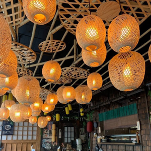 Lanterne en bambou tissée à la main | Lumière artisanale vietnamienne rustique - Product Image 1