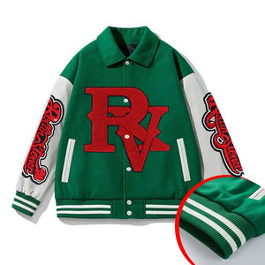 Custom Made <b>Wool</b> Varsity Letterman Jacket Front Embroidery Patches Waterproof Windproof Crew Neck Unisex Sports Basketball Team - Product Image 1