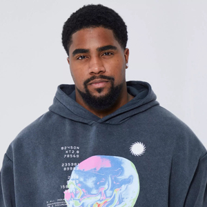 Sudadera con capucha de algodón 100% para hombre, sudadera Vintage con hombros caídos de gran tamaño 350 Gsm, sudadera de invierno pesada de lana con serigrafía - Product Image 2