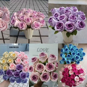 Flores de Rosa de Ganchillo, Simulación de Rosas, Regalo para Novia, Decoración para el Hogar, Boda, Manualidades, Ramo de Rosas Tejidas a Mano - Product Image 6