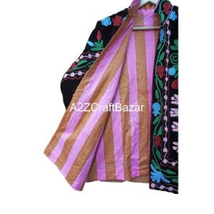 Meilleure qualité à la main Suzani broderie tissé velours motif Floral femmes régulier hiver Varsity veste respirant séchage rapide - Product Image 5