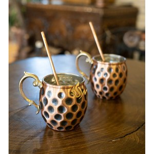 Tasse à eau en cuivre de taille personnalisée avec design martelé, tasses à thé faites à la main avec poignée au design simple en vente depuis l'Inde - Product Image 5