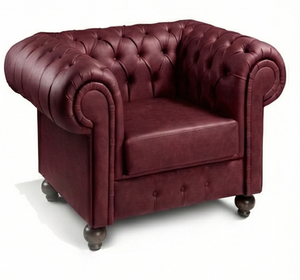 Modern Tufted PU Leather Armchair Chestir with Wooden Legs for Living Room Home Office & Bedroom Furniture - Product Image 3