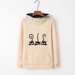 เสื้อฮู้ดแมวน่ารักสำหรับผู้หญิง, เสื้อกันหนาวเพิ่มความอบอุ่นในฤดูใบไม้ร่วงและฤดูหนาว - Product Image 6