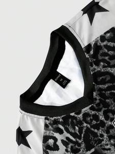 Maillots surdimensionnés de sport rétro personnalisés T-shirts pour hommes, logo de sublimation personnalisé, manches courtes, maille unisexe, imprimé léopard - Product Image 5