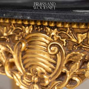 โต๊ะน้ำชาสไตล์คลาสสิคสุดหรู ท็อปหินอ่อนสีดำ ฐานแกะสลักลายทอง ดีไซน์ยุโรปประณีต ผลิตด้วยมืออย่างงดงาม - Product Image 6