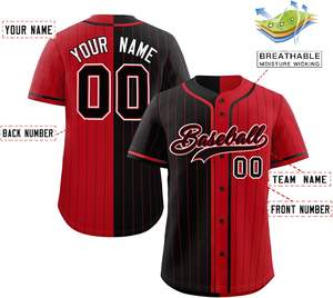 Jersey de béisbol de secado rápido, camiseta de softball de malla abotonada personalizada Pro Fit, aparejos de tela transpirable, letras de sarga, sublimación de EE. UU. - Product Image 2