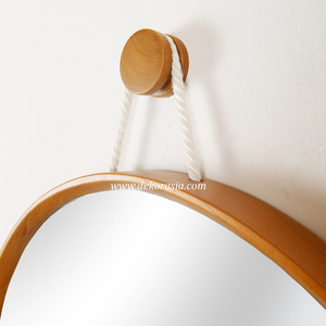 Dekor Asia NRM01 Modern Natural Round Wood <b>Frame</b> Glass Wall Mirror for Home Decoration - Product Image 4