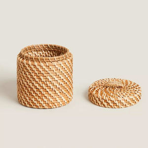 Cesta de almacenamiento de ratán más vendida para juguetes de niños Cesto de ratán con tapa Cesta de joyería Cesta de regalo Cestas Diseños OEM - Product Image 3