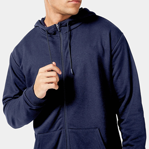 Personalizado bordado liso ligero 100% algodón Jersey 330 GSM Zip-Up Hoodie venta al por mayor de alta calidad con cremallera con capucha invierno hombres - Product Image 6