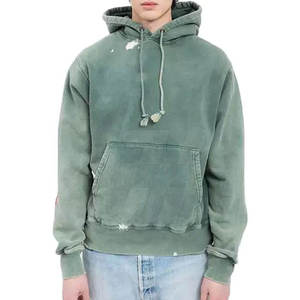 Meilleure qualité hommes lavage à l'acide à capuche décontracté Slim Fit Style polaire tissu 100% coton imprimé solide motif hiver prix de gros - Product Image 1