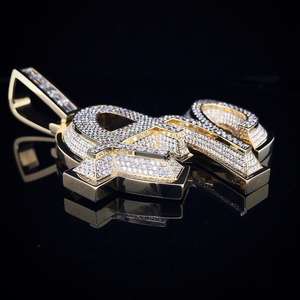 Collar Hip Hop Personalizado de Plata de Ley 925, Joyería de Moda para Hombre/Mujer, Colgante Personalizado con Moissanita, Chapado en Oro y Rodio - Product Image 3