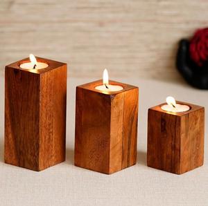 Nuevo diseño elegante hecho a mano, soporte de vela de pilar de madera, Metal plateado para decoración del hogar, ocasiones de Navidad y Pascua - Product Image 3