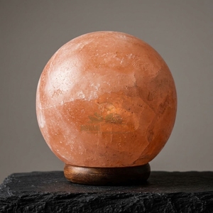 Lámpara de Sal Rosa del Himalaya Natural en Forma de Bola con Base de Madera de Neem Sólida y Interruptor de Luz Ajustable - Product Image 3