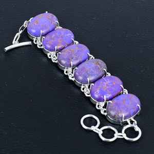 Pulsera de piedras preciosas turquesa púrpura, joyería de plata de ley 925, regalo hecho a mano, joyería única, pulseras de joyería de uso diario - Product Image 2