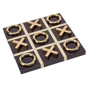 Artistique Portable en bois Tic Tac Toe jeu de société pour famille amusant nuit moderne Table décor écologique et Durable - Product Image 3
