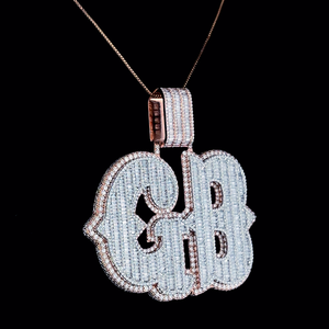 Best Quality 925 Sterling Silver VVS Moissanite Diamond Pendant Custom GB <b>Letter</b> Clasp Mens Cuban Link Hip Hop Jewelry - Product Image 2