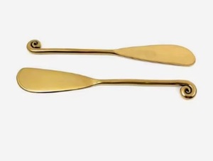 Minimalist Unique Style Silver Glossy Finished Steel Metal Salad <b>Server</b> with Gold Handle Wedding Mirrored Flatware Set - Product Image 6