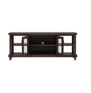 Farmhouse Style Walnut Wood Convertible <b>TV</b> <b>Stand</b> with Glass Doors Modern Design for Living Room - Product Image 3