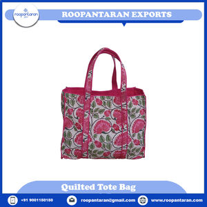 Dernier modèle Sac fourre-tout imprimé Hand Block Sacs de soirée matelassés en coton doux Sortie du fabricant à vendre - Product Image 4