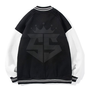 New Design Solid Color <b>Men's</b> Letterman <b>Winter</b> <b>Jacket</b> Stand Front Breathable Eco-Friendly Cotton/Wool Streetwear <b>Warm</b> Clothing - Product Image 2